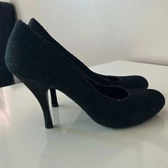 Chinese Laundry Black Nightlight Pump Sz 7.5 Shimmer Party Heel Sparkle Holiday - Picture 4 of 7